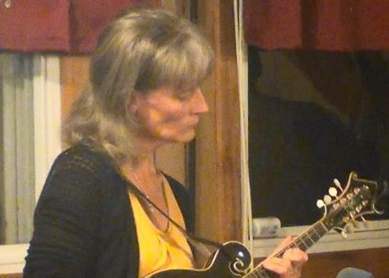 Susan Shook plays mandolin with Vernon McIntyre's Appalachian Grass at the Butler County Bluegrass Association.