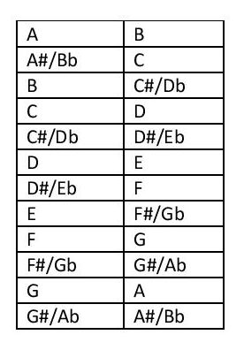 answer table for whole steps quiz