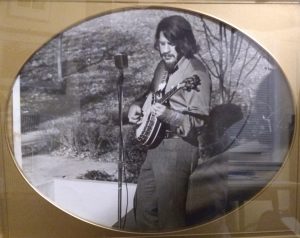 picture of Vernon McIntyre playing banjo with the Cincinnati Symphony Orchestra at Eden Park in Cincinnati, OH