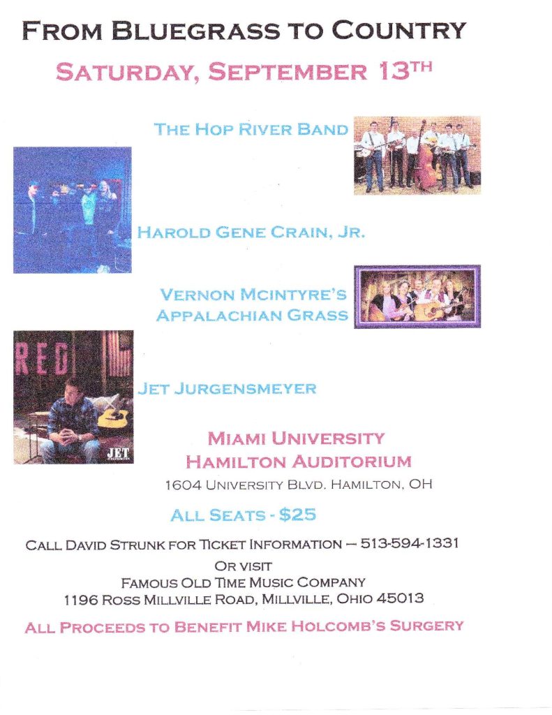 flier for Mike Holcomb benefit show